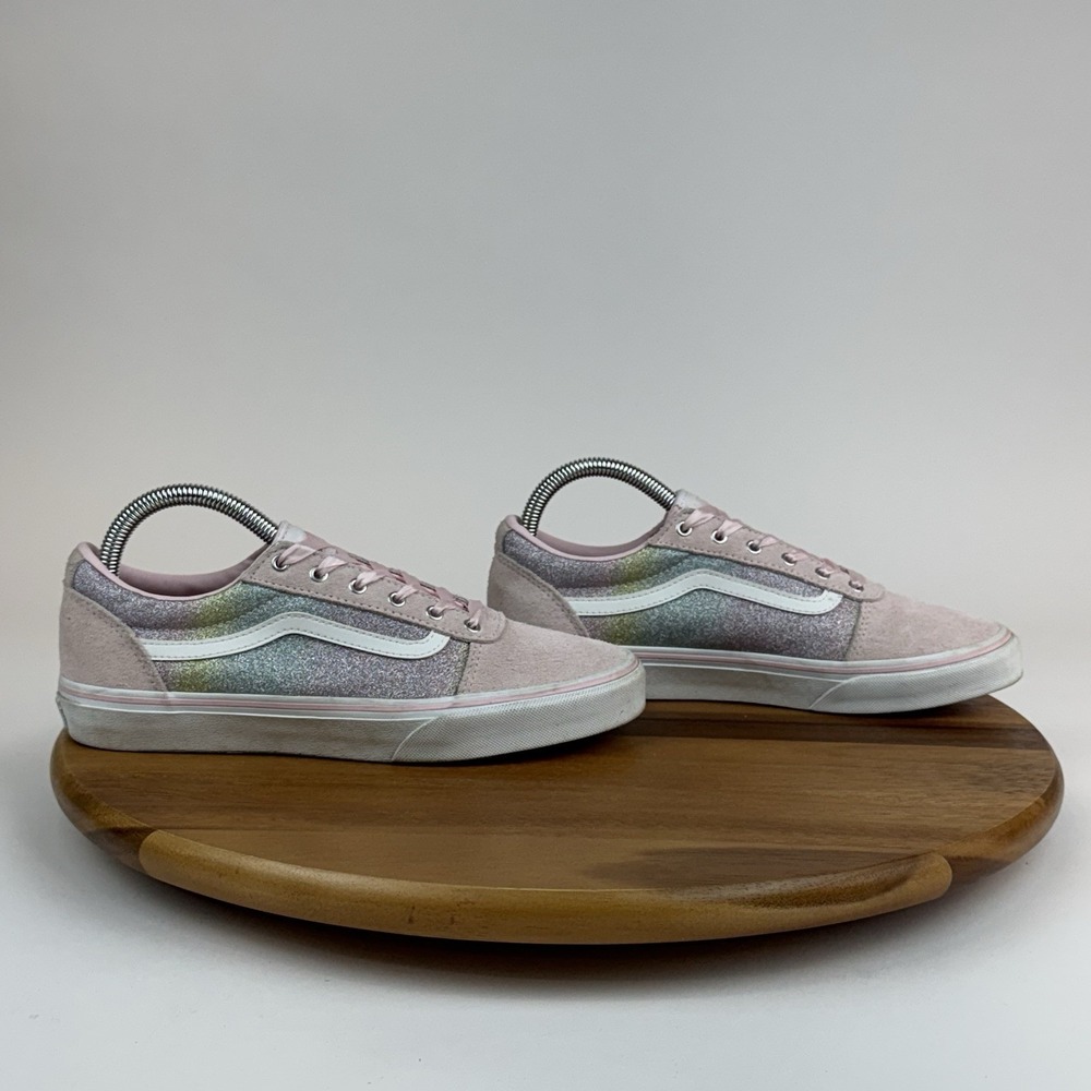 Womens Vans Ward Rainbow Pink Glitter Skateboarding‎ Sneakers Shoes Size 8 M GUC